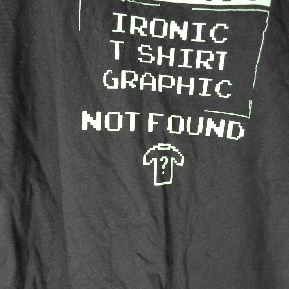 Error 404 Ironic T-Shirt Graphic Essential T-Shirt. Gray With Green Writing - Picture 5 of 11